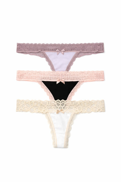 Tripack Tanga Cartagena Encaje Deluxe | 3 Piezas Edición Exclusiva